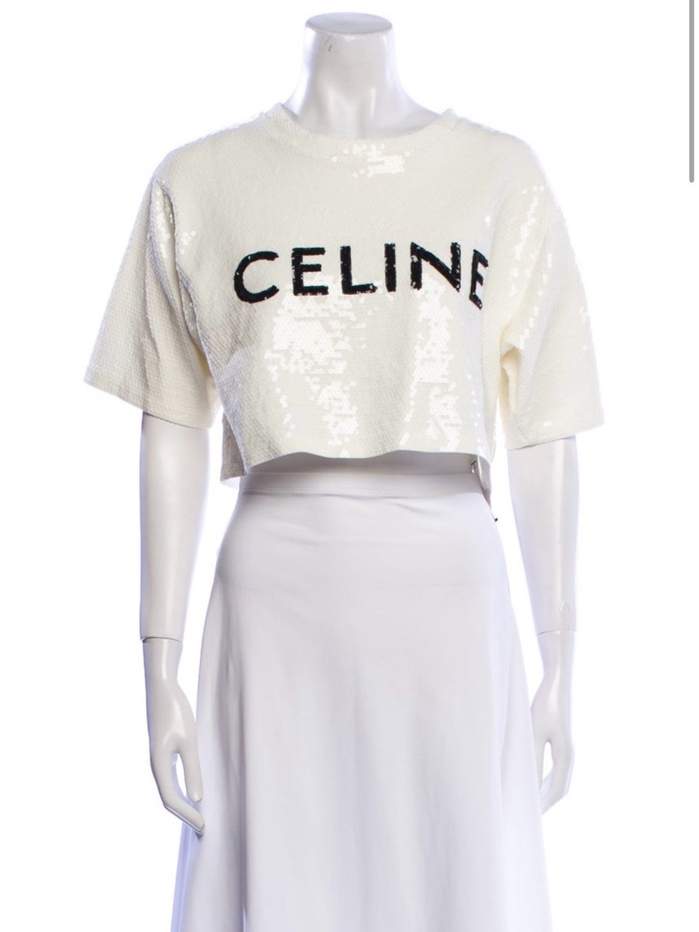 Celine Sequin Cropped Logo Tee